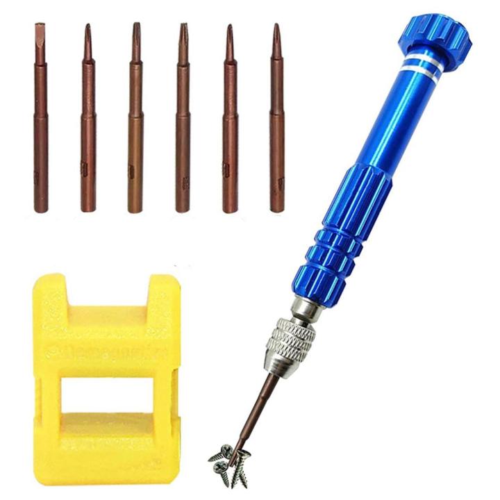 NAMUNY Magnetic 6 in 1 Tiny Screw Driver Kit, Small Screwdriver Set Perfect Mini Screws for Cell Phones, Watch, Eyeglass Etc