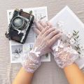Women Black White Summer Mesh Fishnet Gloves Lace Mittens Full Finger Girls Lace Fashion Gloves. 