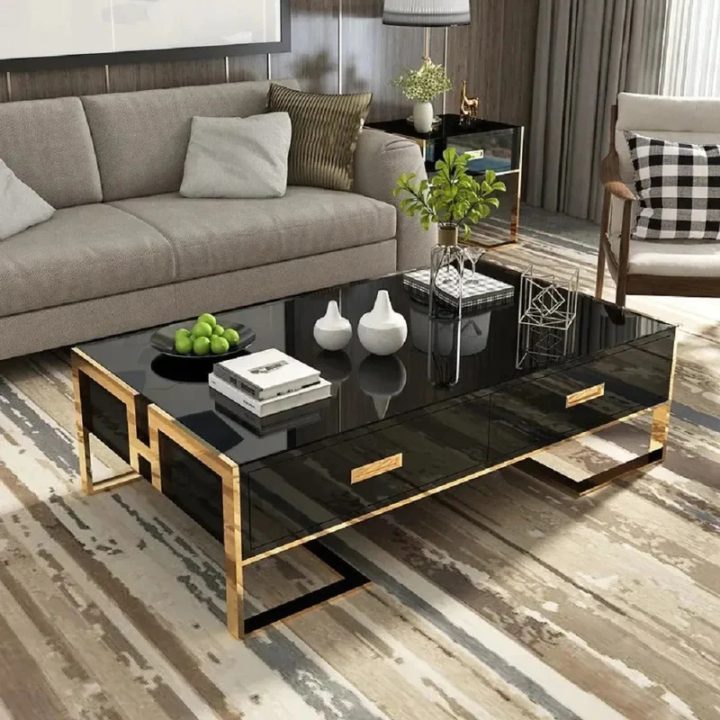 Contemporary Rectangular Coffee Table with Drawers: Tetra Drawer Center ...