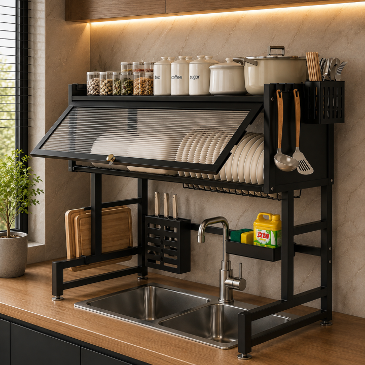 Luxury Over Sink Dish Rack 1 Layer & 2 Layer | Premium Carbon Steel ...