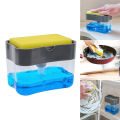 Newest 2IN1 Scrubbing Liquid Detergent Dispenser Press-type Liquid Soap Container Pump Organizer with Sponge Home Store Supplies. 