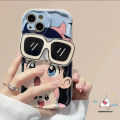 For Oppo A7 A58 A17 A12 A96 A74 A16s A1k A16 A76 A38 A98 A15S A53 A78 A54s A55 A77 A95 A5s A17k A31 A52 A3s A9 A77s A16E A16K Soft Wavy Curved Edge Cute Cartoon 3D Glasses Girl Cat Bracket Cover Holder Case.