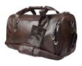 Leather Duffle Bag - Dark Brown. 