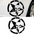 Auto Punisher Star Skull Head Pentagram(Black) Car Sticker,Car Accessories, Stickers for Car. 