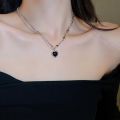Fashion Peach Heart Water Drop Pendant Necklaces Pink Crystal Sweet Cool Egirl Clavicle Chain Aesthetic Jewelry Y2K Accessories. 