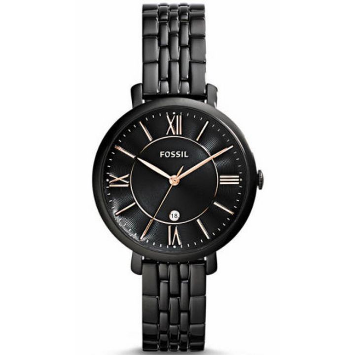 Fossil Black Dial Black Stainless Steel Watch For Women ES3614