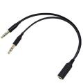 3.5mm TRRS Female to Dual 3.5mm Male Y Splitter Cable for Headset Microphone Audio Sound Conversion Gold Plated Connector for PC and Laptop. 
