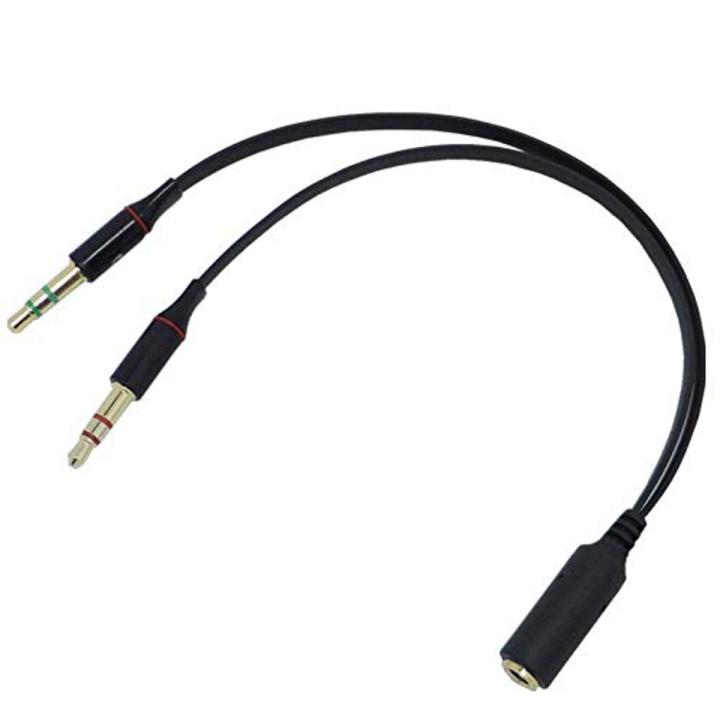 3.5mm TRRS Female to Dual 3.5mm Male Y Splitter Cable for Headset Microphone Audio Sound Conversion Gold Plated Connector for PC and Laptop