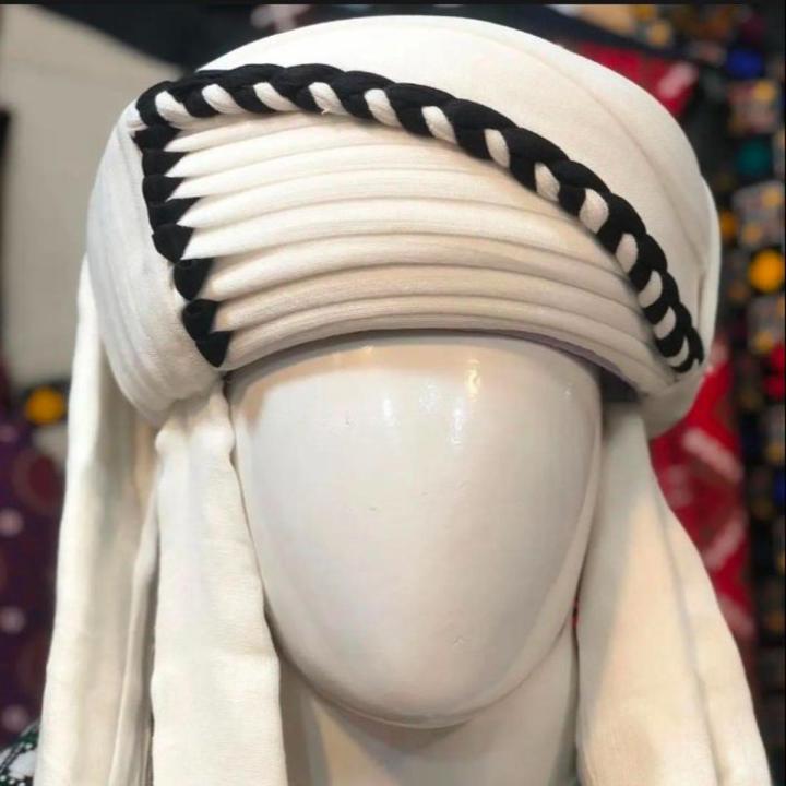 Balochi traditional style turban in black and white