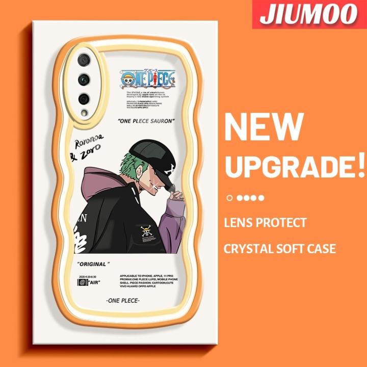 JIUMOO Casing For Huawei Y9s Case Fashion Roronoa Zoro With Hat Makaron Colorful Wave Border Soft Clear Shockproof Phone Cases Creative Camera Animation Fire Shadow Casing Simple Silicone Protective Cover