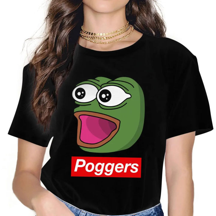 Poggers women tshirt Pepe frog animal girls Y2K graphic tops o neck polyester female T shirt humor gift