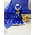 Handmade Embroidered Gotta Stones Dabka work  2 Pieces (Shirt & Dupatta ) Soft Chiffon Unstitched Beautiful Dress Collection 2022. 