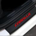 4 PCS Toyota Corolla Car Door Sill Protector 3D Carbon Fiber Scuff Protective Door Sill Cover Panel Sticker, Car Stickers, Stickers for Car. 