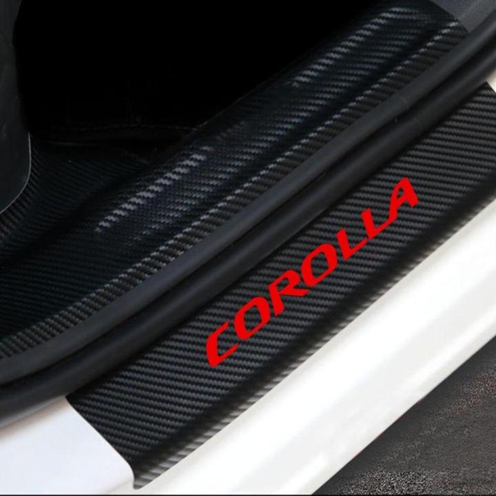 4 PCS Toyota Corolla Car Door Sill Protector 3D Carbon Fiber Scuff Protective Door Sill Cover Panel Sticker, Car Stickers, Stickers for Car
