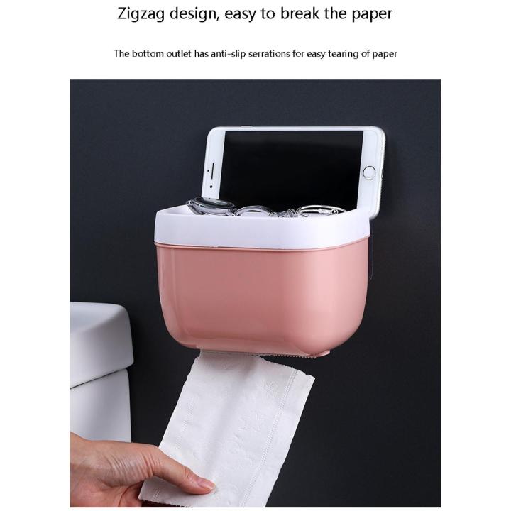 Mini Tissue Dispenser Wall-Mounted Self-Adhesive Plastic Tissue Dispenser Tissue Box Storage Holder for Paper, Towels, Mobile Phone Tissue Storage Box For Bathroom - Multi