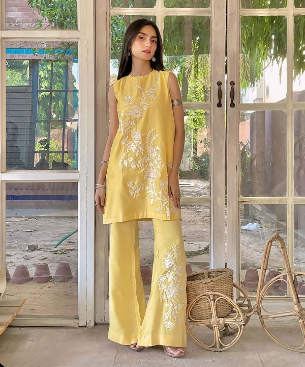 Sapphire Stitched - 2 Piece - Embroidered Cotton Net Suit For Women