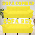 Costumize AKZ Collection 3 Seater Sofa Cum Bed Imported Jute Fabric YELLOW Colour Armless Compact Living Spaces, Dorms, Guest Rooms, Apartments, Offices,. 