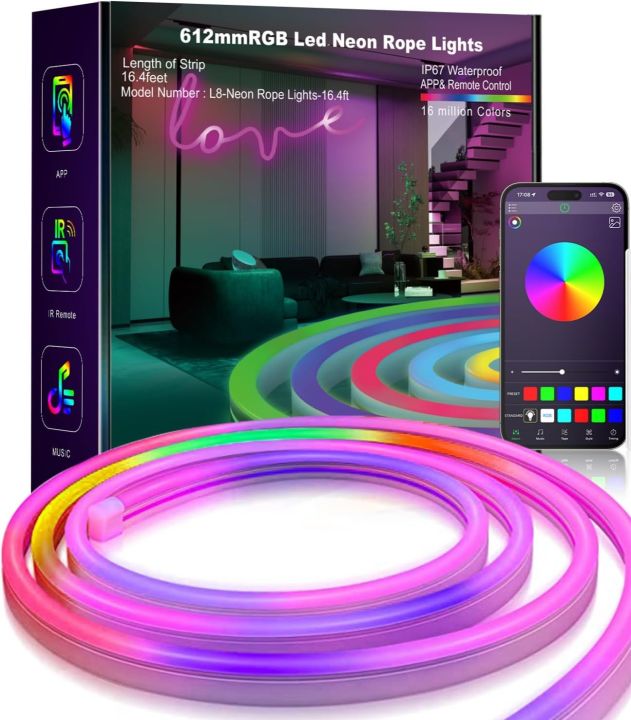 Multicolor Led Neon 5-Meter Multicolor LED Neon Light – Mobile Control for Customizable ...