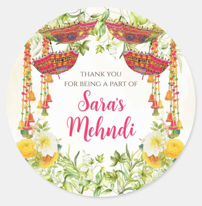 100 Pcs Modern Wedding Mehndi Favor stickers