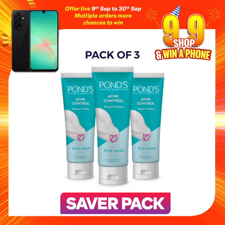 Rs.100 off on Pack of 3 of POND'S Acne Control Face Wash - 100G
