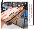 Hontinga for OPPO A15 A15S Back Cover（Free Lanyard）Luxury 6D Plating Falling Flower Side Pattern Case Soft Silicone Square Mobile Cover. 