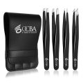 OCBA Professional Eyebrow Tweezers Set Stainless Steel Slanted Tip Tweezers for Eyebrows Plucking, Ingrown Hair, Splinter Hair and Facial Hair Remover Suitable For Men & Women. 