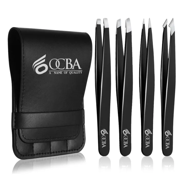 OCBA%20Eyebrow%20Tweezers%20Set%20Pack%20of%204%20%20Precision%20Beauty%20Tools%20in%20Blue,%20Silver,%20Red%20&%20Black,%20Stainless%20Steel%20for%20Facial%20Hair%20Removal%20&%20Grooming%20for%20Women%20&%20Men%20-%20Image%202