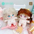 Stuffed Doll 10cm Cute Anime Girl Doll with Colorful Hair Big Eyes Unfinished Plush Toy for Kids Girls Pretend Play Game Naked Cotton Doll. 