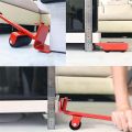 5 in 1 Heavy Furniture Moving Tool Kit Heavy Object Mover Portable Furniture Transport Lifter & Furniture Slider Moving House Cabinet Sofa Bed Desk 4 Wheeled Mover Roller 1 Wheel Bar Hand Tools Set - Red. 