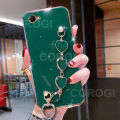 For Vivo Y71 Back Cover with Love Heart Chain Wrist Strap Fashion Bracelet Shiny Plating Bumper Protective Case Silicone Shockproof Mobile Phone Cases. 