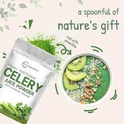 Organic Celery Juice Powder, 120 grams Celery Detox and Cold Pressed, Boosts Immune System, Energy and Supports Gut Health, Rich in Immune Vitamin C and Minerals, Vegan