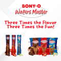 BONY-O Wafers Master Roll 80g (Chocolate,Strawberry,Vanilla). 