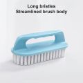 【Happier】 Cleaning Brush Soft Long Bristles Ergonomic Handle Plastic Clothes Sneaker Floor Scrub Brush Grooves Brush For Home. 