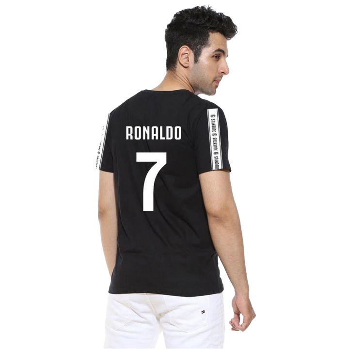 Ronaldo Juventus 7 Number Tape Sleeves T Shirt for Him