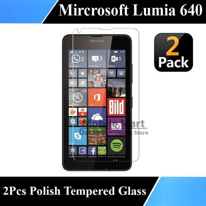 2Pcs Microsoft Lumia 640 (Microsoft Lumia 640 LTE) Tempered Glass Screen Protector Polish Glass Premium Quality Glass Protector For Microsoft 640