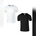 Pack Of 2 - Black White Plain T-Shirt Cotton T Shirt. 