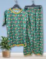 Pink Love Heart Printed Design Full Sleeves Round Neck Night Suit For Girls Womens Ladies (SN-06). 