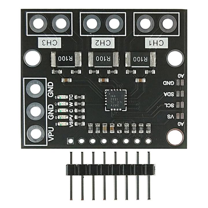 I2C SMBUS INA3221 Triple-Channel Shunt Current  Supply Voltage Monitor Sensor Board Module Replace INA219 with Pins