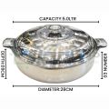 Rex Stainless Steel Hot Pot Set – 3 PCS (20CM, 24CM, 28CM) with Sliding Lock Steel Lids – Mirror Finish Double Body Insulated Food Warmer/ Cooler – Export Quality Hotpot Set. 