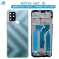 Infinix Hot 10 Housing Middle Frame With Side Button and Camera Lens Complete Body Casing Replacement For Hot 10 - Blue. 
