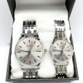 Couple Watches Branded Stainless Steel Fashion Quartz Waterproof Wrist Watch For Couple-Pack of 2. 