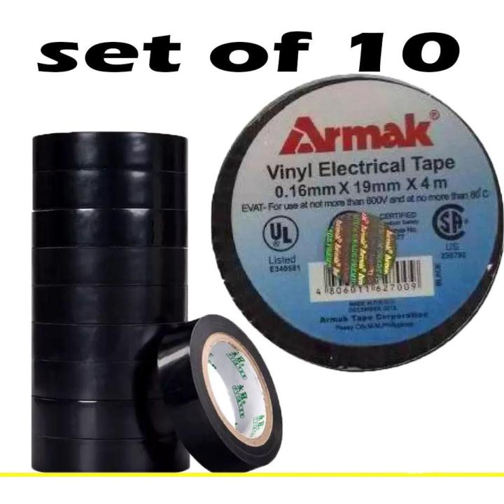 Armak Set Of 10 Vinyl Electrical Tape 0.16Mm X 19Mm X 4M BLACK