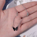 Versatile Black Butterfly Pendant Necklace Personality Collar Chain Light Luxury Jewellery For Women. 