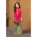 Kids Wedding Collection - 3Pcs Unstitched Fancy Wedding/Party Wear Little Girl Dress in Chiffon - JC-12. 
