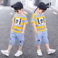 Boys Summer Clothing 2022 Kids Clothes Stripe Cotton T-shirt+Jeans Pant Boy Sets Infant Newborn Clothing 3 4 5 6 7 8 10 12 Years. 