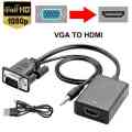 Premium VGA to HDMI Connector Adapter - High Quality, Audio Support. 