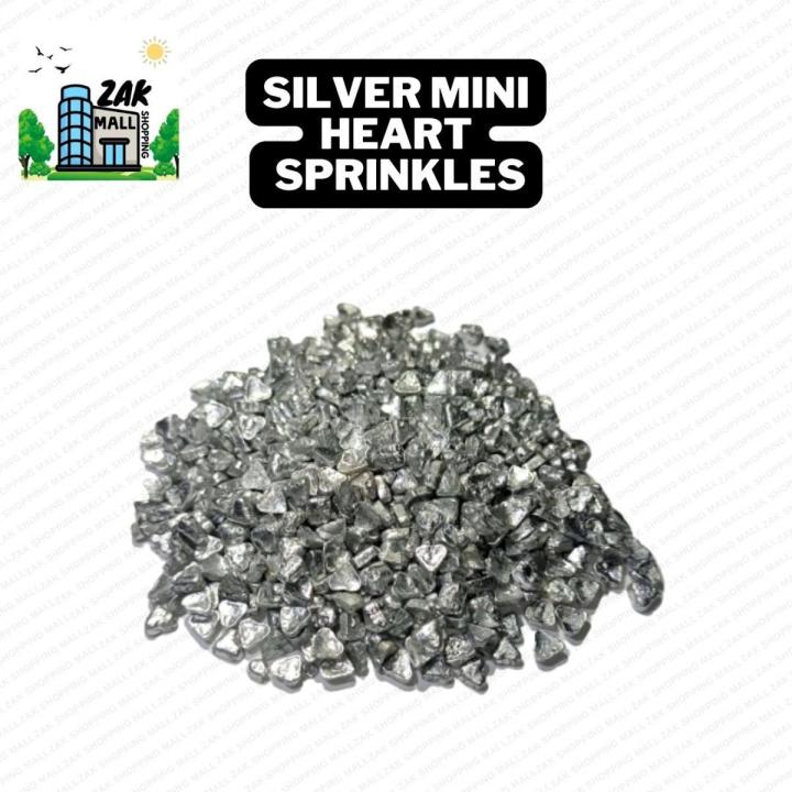 Silver Heart Sprinkles for Cake Decorations – Silver Mini Heart Shape Sprinkles for Cupcakes, Donuts, & Bakery Items – Silver Small Heart shape Sprinkles for Birthday Party, Anniversaries, Bridal Shower, Christmas & Other events – 25 Grams
