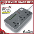 SpeedX U603PU Multi Power Plug Extension Board with 6 USB Ports + 3 Sockets Universal Travel Charging Adapter Surge Protector 2500W. 
