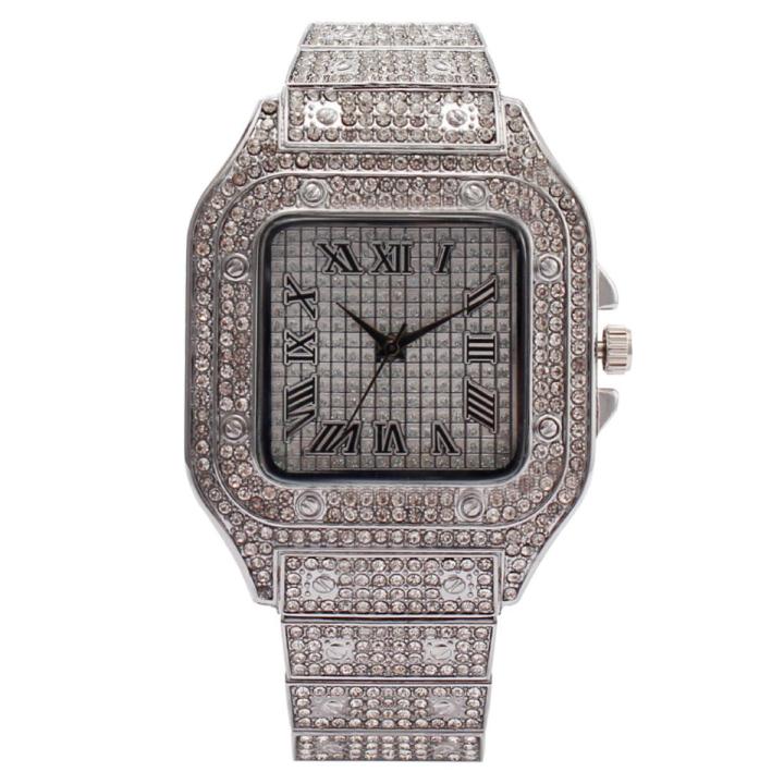【ETOP】Out Square Watch For Men Top  Luxury Full Diamond Mens Watches Ultra Thin Waterproof Hip Hop Clock Dropshipping
