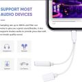 Lightning to 3.5mm 2 in 1 Earphone Audio Adapter without bluetooth compatible For iPhone Charger Cable Mobile Phone Aux Dual Jack Splitter Headphone & Fast Charging Connector Converter for pubg and gaming. 